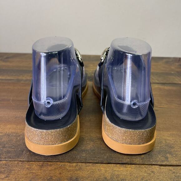 Franco Sarto Brielle Wedge Sandal Black Leather T Strap Cork Women’s 8.5 Summer - Picture 6 of 12